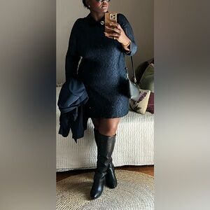 Tommy Hilfiger Navy Lace Mini Dress with Black Collar - Size 14